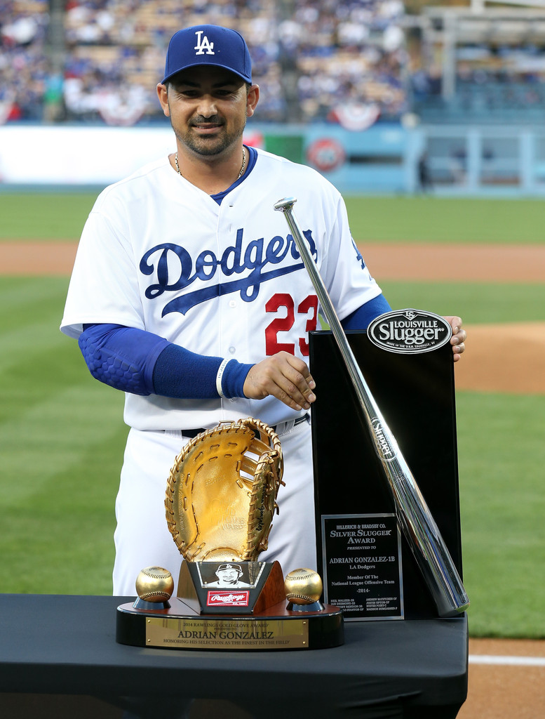Adrian Gonzalez 2015 Los Angeles Dodgers Gold Glove Stadium Issue